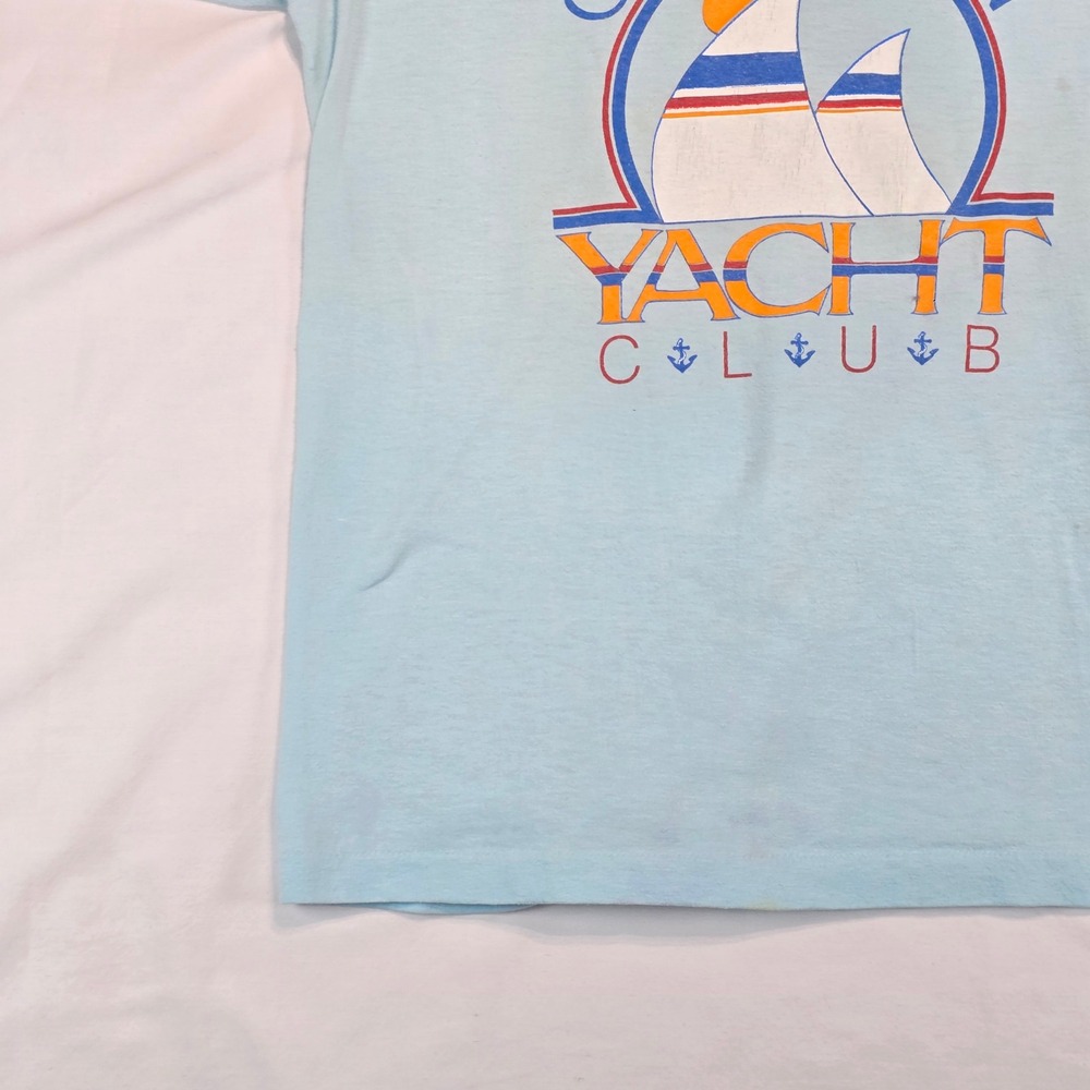 Vintage Super Shirts Oregon Yacht Club T-Shirt Mens Medium Blue Made in USA 80s - Picture 8 of 16